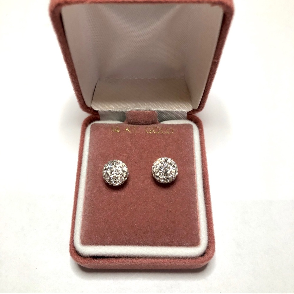 Diamond Studded Ball Earrings - Costume Jewelry